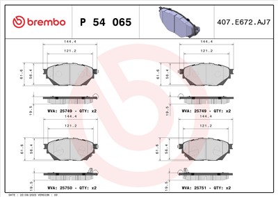 BREMBO P 54 065 Číslo výrobce: 25749. EAN: 8020584118511.