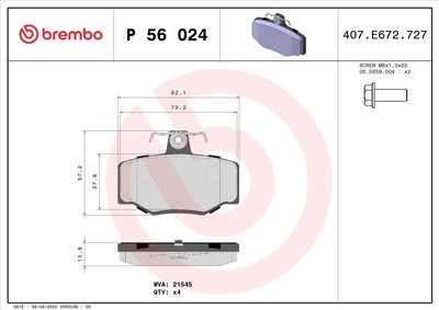BREMBO P 56 024 Číslo výrobce: 21545. EAN: 8020584055045.