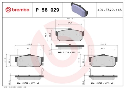 BREMBO P 56 029 Číslo výrobce: 21713. EAN: 8020584055090.