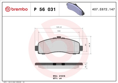 BREMBO P 56 031 Číslo výrobce: 21626. EAN: 8020584055113.
