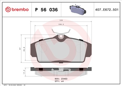 BREMBO P 56 036 Číslo výrobce: 23463. EAN: 8020584055168.