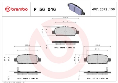 BREMBO P 56 046 Číslo výrobce: 23871. EAN: 8020584055267.