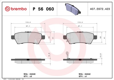 BREMBO P 56 060 Číslo výrobce: 24242. EAN: 8020584061459.