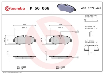 BREMBO P 56 066 Číslo výrobce: 29229. EAN: 8020584061510.