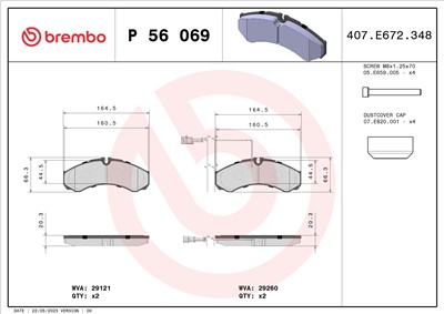 BREMBO P 56 069 Číslo výrobce: 29121. EAN: 8020584090701.