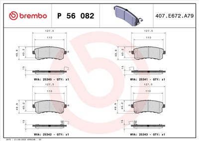 BREMBO P 56 082 Číslo výrobce: 25342. EAN: 8020584103340.