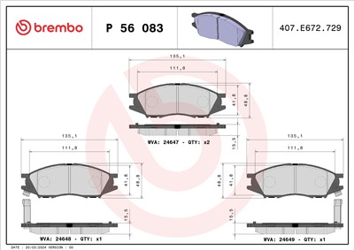 BREMBO P 56 083 Číslo výrobce: 24648. EAN: 8020584103357.