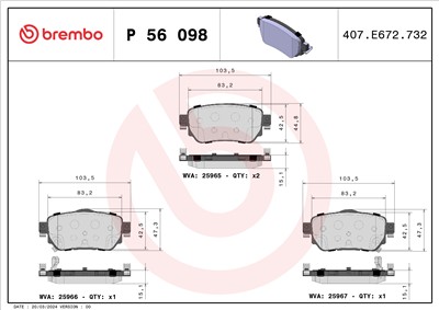 BREMBO P 56 098 Číslo výrobce: 25966. EAN: 8020584112656.
