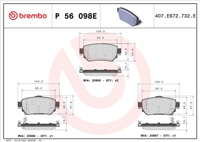 BREMBO P 56 098E Číslo výrobce: 25965. EAN: 8020584123294.