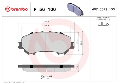 BREMBO P 56 100 Číslo výrobce: 22065. EAN: 8020584112670.