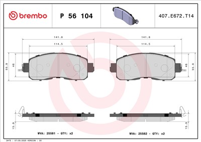 BREMBO P 56 104 Číslo výrobce: 25581. EAN: 8020584085752.