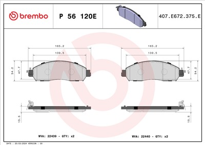 BREMBO P 56 120E Číslo výrobce: 22439. EAN: 8020584123430.