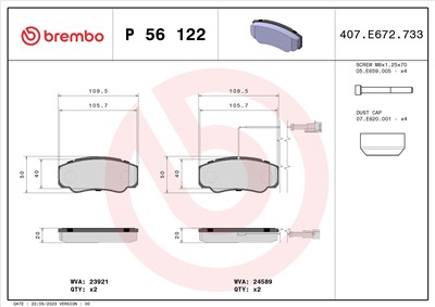 BREMBO P 56 122 Číslo výrobce: 23860. EAN: 8020584113387.