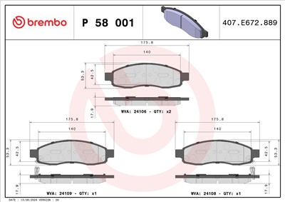BREMBO P 58 001 Číslo výrobce: 24106. EAN: 8020584091135.