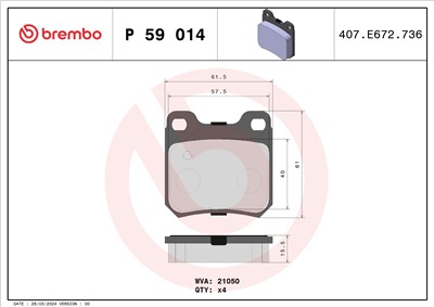 BREMBO P 59 014 Číslo výrobce: 21050. EAN: 8020584055458.