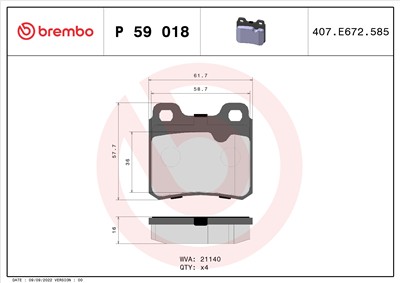 BREMBO P 59 018 Číslo výrobce: 21140. EAN: 8020584055496.