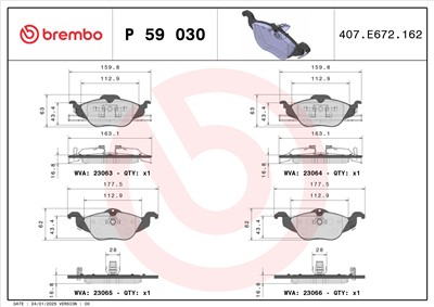 BREMBO P 59 030 Číslo výrobce: 23063. EAN: 8020584055618.
