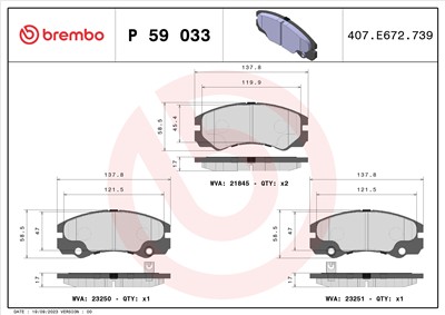 BREMBO P 59 033 Číslo výrobce: 23250. EAN: 8020584055649.