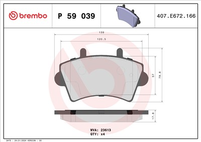 BREMBO P 59 039 Číslo výrobce: 23613. EAN: 8020584055700.