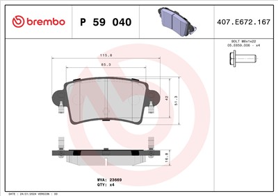 BREMBO P 59 040 Číslo výrobce: 23669. EAN: 8020584055717.