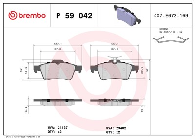 BREMBO P 59 042 Číslo výrobce: 23482. EAN: 8020584055731.