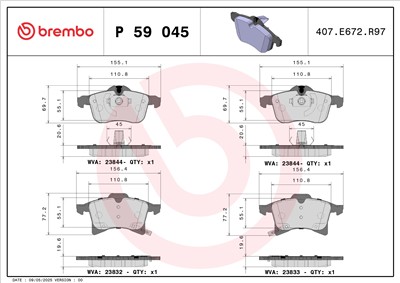 BREMBO P 59 045 Číslo výrobce: 23832. EAN: 8020584055762.