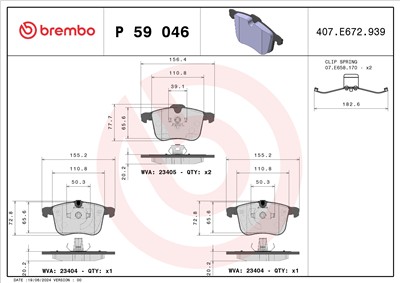 BREMBO P 59 046 Číslo výrobce: 23404. EAN: 8020584059616.