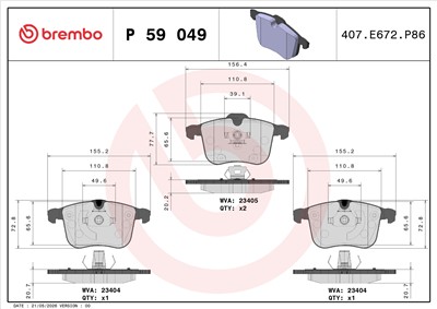 BREMBO P 59 049 Číslo výrobce: 20224. EAN: 8020584061534.