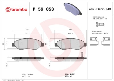 BREMBO P 59 053 Číslo výrobce: 24551. EAN: 8020584061572.