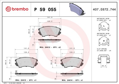 BREMBO P 59 055 Číslo výrobce: 24412. EAN: 8020584061596.