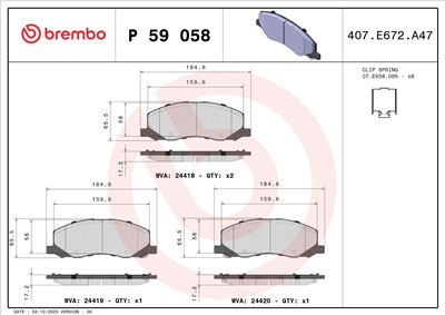 BREMBO P 59 058 Číslo výrobce: 24418. EAN: 8020584090732.