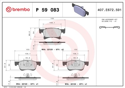 BREMBO P 59 083 Číslo výrobce: 22123. EAN: 8020584080986.