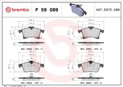 BREMBO P 59 089 Číslo výrobce: 23833. EAN: 8020584084328.