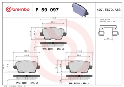 BREMBO P 59 097 Číslo výrobce: 22953. EAN: 8020584116623.