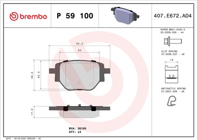 BREMBO P 59 100 Číslo výrobce: 26195. EAN: 8020584118023.