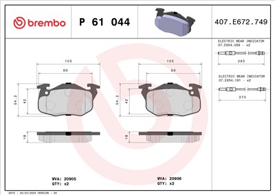 BREMBO P 61 044 Číslo výrobce: 20906. EAN: 8020584056202.