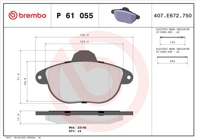 BREMBO P 61 055 Číslo výrobce: 23147. EAN: 8020584056318.