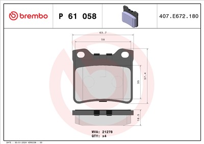 BREMBO P 61 058 Číslo výrobce: 21279. EAN: 8020584056349.