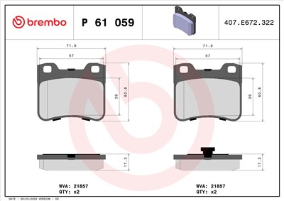 BREMBO P 61 059 Číslo výrobce: 21857. EAN: 8020584056356.