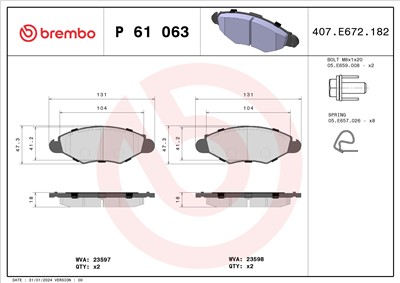 BREMBO P 61 063 Číslo výrobce: 23597. EAN: 8020584056394.