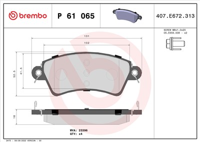 BREMBO P 61 065 Číslo výrobce: 23396. EAN: 8020584056417.
