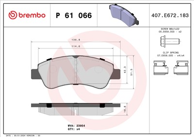 BREMBO P 61 066 Číslo výrobce: 23954. EAN: 8020584056424.