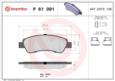 BREMBO P 61 091 Číslo výrobce: 24465. EAN: 8020584061695.