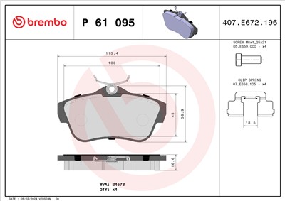 BREMBO P 61 095 Číslo výrobce: 24578. EAN: 8020584061732.