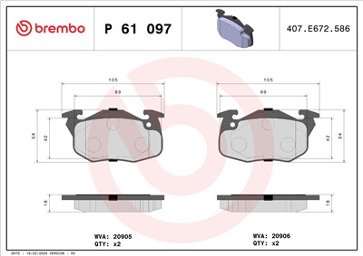 BREMBO P 61 097 Číslo výrobce: 20906. EAN: 8020584061756.