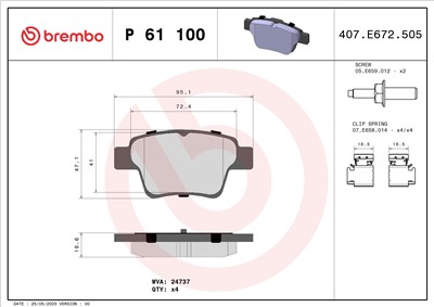 BREMBO P 61 100 Číslo výrobce: 24737. EAN: 8020584061787.