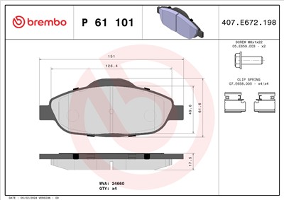 BREMBO P 61 101 Číslo výrobce: 24660. EAN: 8020584061794.
