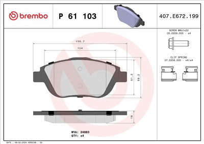 BREMBO P 61 103 Číslo výrobce: 24883. EAN: 8020584090763.