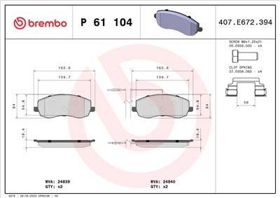 BREMBO P 61 104 Číslo výrobce: 24840. EAN: 8020584090770.