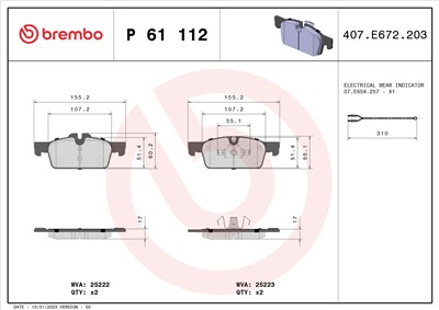 BREMBO P 61 112 Číslo výrobce: 25223. EAN: 8020584108901.